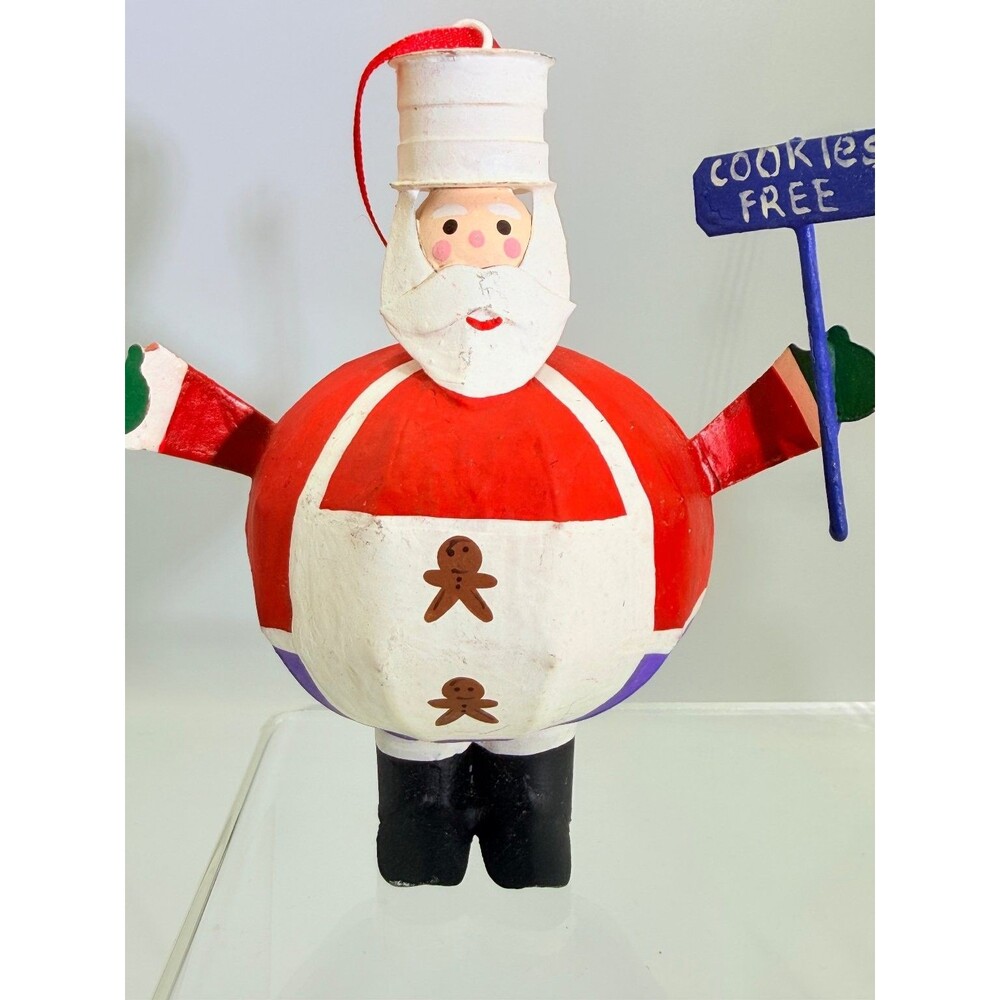 Dansk Santa Claus Christmas Ornament Lot Chef Cookies Free & Classic Heart Wood - Picture 3 of 16